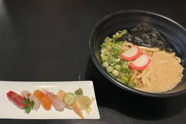 5pc of Sushi & Tanuki Udon.